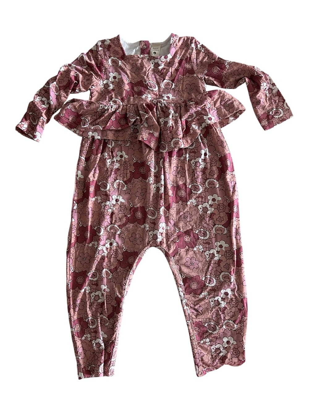 kate quinn Pink Floral Peplum Long-Sleeve Romper